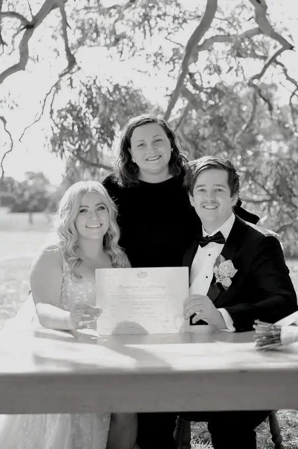 Happy wedding couple celebrating their marriage with Geelong celebrant The Love Folk
